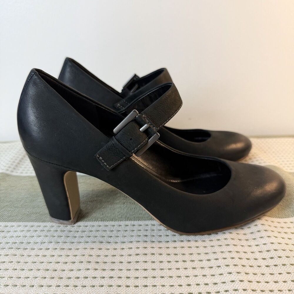Ecco Black Leather Mary Jane Block Heels Women’s 37 / US 6.5